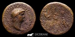 Roman Empire Roman Empire - Nero (54-68 A.D.) Bronze Sestertius (24,49 g., 35 mm.). Rome, AD 64. NERO CLAVD CAESAR AVG GERM P M TR P IMP P P, laureate head right. CONG I DAT POP, Nero seated to right 