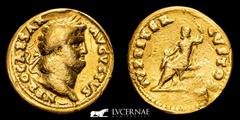 Roman Empire Roman Empire, Nero (54-68 A.D.) Gold aureus (6,88 g. 19 mm.) Rome mint, AD 64-65 NERO CAESAR AVGVSTVS, laureate head of Nero right. IVPPITER CVSTOS, Jupiter seated left on throne, holding