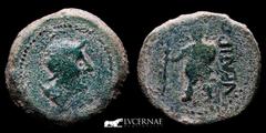 Ancient Hispania Ancient Hispania, Roman Republic times - Ventipo (Casariche, Sevilla) Bronce As (21.70 g. 33 mm.). 150-50 BC. Head to right with helmet. / Soldier with shield and trident on the right