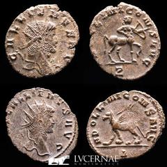 Roman Empire Roman Empire - Lot comprising two coins: Gallienus. (A.D. 253-268.) AE antoninianus. Zoo series. Rome. 1 - GALLIENVS AVG, radiate head of Gallienus right / APOLLINI CONS AVG, centaur walk