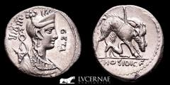Roman Republic Roman Republic - C. Hosidius C. f. Geta, silver denarius (3.78 g 19 mm) Rome mint, 68 B.C. Calydonian Boar! III VIR / GETA, draped bust of Diana right, wearing stephane, bow and quiver 