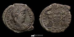 Roman Empire Roman Empire - Hybrid Maiorina: Obverse : Constantius II D N CONSTANTIVS P F AVG Reverse : VICT DD N N AVG ET CAES, two Victories standing, facing each other, holding wreath between them 