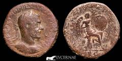 Roman Empire Roman Empire - Macrinus (217-218 A.D.) - Æ Sestertius. Rome, AD 217. [IMP C]AES M OPEL SEV MACRINVS AVG, laureate and cuirassed bust to right / [VIC]T PART P M TR P II COS II P P, Victory