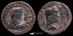 Roman Provincial Roman Provincial Philip I Æ29 of Bostra, Arabia. AD 244-249. (17,62 g, 29 mm) IM CAS M IVL PHILIPPOS AVG, laureate, draped and cuirassed bust right COL METROPOLIS BOSTRA, laureate and