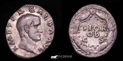 Roman Empire Roman Empire - Galba (AD 68-69). Silver denarius (3,01 g, 19 mm.). Rome mint. IMP SER GALBA AVG, bare head right. SPQR OB C S in three lines within oak wreath. RIC 167; RSC 287; BN 76-7 G