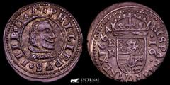 Spanish Austrias and Borbons Dinasties Spain - Felipe IV (1621-1665) 16 maravedís billon coin (4,67 g. 25 mm.). Minted in Burgos, 1664. R. Cal-2019-441 Near extremely fine condition, lovely brown pati