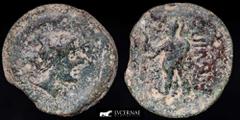 Ancient Hispania Ancient Hispania, Roman Republic times - Ventipo (Casariche, Sevilla) Bronce As (17,52 g. 33 mm.). 80-50 BC. Head to right with helmet. Soldier with shield and trident on the right, V