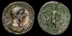 Roman Imperial Coins Commodus, as Caesar, Æ Sestertius. Rome, AD 175-176. Struck under Marcus Aurelius. L AVREL COMMODO CAES AVG FIL GERM SARM, bareheaded, draped and cuirassed bust right / IOVI CONSE
