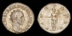 Roman Imperial Coins Trajan Decius, 249-251. Antoninianus (Silver, 22 mm, 4.15 g), Rome. IMP C M Q TRAIANVS DECIVS AVG Radiate, draped and cuirassed bust of Trajan Decius to right, seen from behind. R