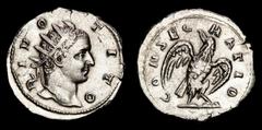 Roman Imperial Coins Roman Empire - Trajan Decius (249-251 A.D.) silver antoninianus (4,00 grs. 23 mm.), DIVO TITO. Minted in Rome, 251 A.D. CONSECRATIO, eagle! DIVO TITO, radiate head right. CONSECRA