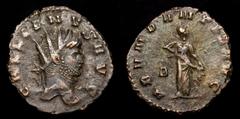 Roman Imperial Coins Gallienus, 253-268. Antoninianus, Rome, 265-267. GALLIENVS AVG Radiate head of Gallienus to right. ABVNDANTIA AVG / B Abundantia standing right, emptying cornucopia. Cohen 5a. RIC