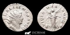 Roman Empire Roman Empire - Gallienus (253-268 AD.) Antoninianus. Mediolanum. IMP GALLIENVS AVG Radiate and cuirassed bust right, with slight drapery. VICTORIA AVGG Victory standing facing, head left,