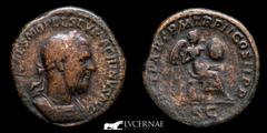 Roman Empire Roman Empire - Macrinus (217-218 A.D.) - Æ Sestertius. Rome, AD 217. [IMP C]AES M OPEL SEV MACRINVS AVG, laureate and cuirassed bust to right / [VIC]T PART P M TR P II COS II P P, Victory