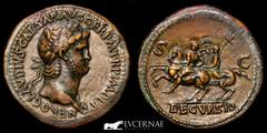 Roman Empire - Julio-Claudian Dynasty A.D. 14-69 Roman Empire - Nero (54-68 A.D.). Æ sestertius (25.33 g., 37 mm.). NERO CLAVDIVS CAESAR AVG GER P M TR P IMP P P, laureate head of Nero, right, with ae