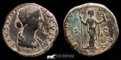 Roman Empire - Antonine Emperors A.D. 138-192 Roman Empire - Faustina II (AD 147-175.) Struck under Marcus Aurelius. Rome, Sestertius Æ (22.60 g., 30 mm.) FAVSTINA AVGVSTA, draped bust of Faustina to 