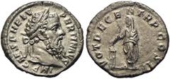 RÖMISCHE KAISERZEIT Pertinax (192-193) Denar 193 Rom Av.: IMP CAES P HELV - PERTIN AVG, belorbeerter Kopf nach rechts. Rv.: VOT DECEN TR P COS II, Pertinax steht mit Patera und Schriftrolle vor Dreifu