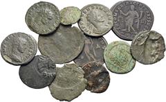 RÖMISCHE KAISERZEIT Lots Lot aus 6 spätrömischen Bronzen: 1 AE-Antoninian von Gallienus (Rv.: Sol im Grußgestus mit Globus), 1 AE-Antoninian von Aurelianus (Rv.: Kaiser mit Kurzszepter sowie Iuppiter 