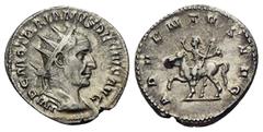 RÖMISCHE KAISERZEIT Traianus Decius (249-251) Antoninian 249-251 Rom Av.: IMP C M Q TRAIANVS DECIVS AVG, drapierte Büste mit Strahlenkrone nach rechts. Rv.: ADVENTVS AVG, Traianvs Decivs nach links re