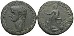 RÖMISCHE KAISERZEIT Nero Claudius Drusus (38-9 v. Chr.), unter Claudius, Sesterz 50-54, Rom. Av.: NERO CLAVDIVS DRVSVS GERMANICVS IMP, Kopf des Drusus nach links. Rv.: TI CLAVDIVS CAESAR AVG P M TR P 