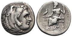 GRIECHEN, MACEDONIA Könige von Makedonien, Philippos III. (323-317 v. Chr.), Drachme 323-319 v. Chr., Sardes. Av.: Herakleskopf mit Löwenskalp nach rechts. Rv.: ΦΙΛΙΠΠΟΥ, thronender Zeus mit Zepter un