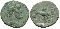 RÖMER, KAISERZEIT Septimius Severus (193-211), Sesterz 193, Rom. Av.: IMP CAES L SEPT SEV PERT AVG, belorbeerter Kopf nach rechts. Rv.: LEG XIIII GEM M V // TR P COS // S-C, Adler zwischen zwei Standa