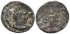 RÖMER, KAISERZEIT Valerianus I. (253-260), Antoninian 254-255, Viminacium. Av.: IMP C P LIC VALERIANVS AVG, drapierte und gepanzerte Büste mit Strahlenkrone nach rechts. Rv.: FORTVNA REDVX, Merkur nac