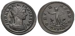RÖMER, KAISERZEIT Aurelianus (270-275), Antoninian 274, Rom. Av.: IMP C AVRELIANVS AVG, drapierte und gepanzerte Büste mit Strahlenkrone nach rechts. Rv.: ORIENS AVG // AXXIR, Sol nach links stehend, 