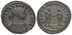 RÖMER, KAISERZEIT Aurelianus (270-275), Antoninian 272-274, Siscia. Av.: IMP AVRELIANVS AVG, gepanzerte Büste mit Strahlenkrone nach rechts. Rv.: CONCORDIA MILITVM // ✱Q, Kaiser in Toga und Concordia 