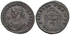 RÖMER, KAISERZEIT Probus (276-282), Antoninian 277, Siscia. Av.: IMP C M AVR PROBVS P F AVG, Büste mit Strahlenkrone, Konsularsrobe und Adlerzepter nach links. Rv.: ROMAE AETERNAE // XXIP, Roma mit Gl