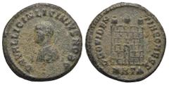 RÖMER, KAISERZEIT Licinius II. (317-324), Follis 317, Heraclea. Av.: DN VAL LICIN LICINIVS NOB C, drapierte und belorbeerte Büste mit Mappa, Globus und Zepter nach links. Rv.: PROVIDENTIAE CAESS // MH