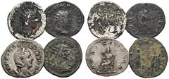 RÖMER, KAISERZEIT, LOTS Lot mit Antoninianen. 1.: Philippus I. Arabs (244-249), Subaerater Antoninian. Rv.: ADVENTVS AVGG, Kaiser im Grußgestus mit Zepter zu Pferde. Ablösungen der Silberhaut. 2.: Her