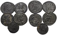 RÖMER, KAISERZEIT, LOTS Lot mit Bronzen. 1.: Valens (316-317), Bronze 364-367, Siscia. Rv.: GLORIA RO-MANORVM, Kaiser nach rechts schreitend mit Labarum in linker Hand, hinter sich Gefangenen schleife