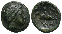 GRIECHEN, MACEDONIA. Könige von Makedonien, Philippos II. 359-336 v. Chr., Æ ca. 359-294 v. Chr., unbestimmte Mzst. Av.: Kopf des Apollo mit Taenie nach rechts. Rv.: ΦΙΛΙΠΠΟΥ, Reiter nach rechts, daru