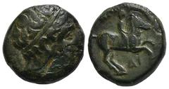 GRIECHEN, MACEDONIA. Könige von Makedonien, Philippos II. 359-336 v. Chr., Æ ca. 359-294 v. Chr., unbestimmte Mzst. Av.: Kopf des Apollo mit Taenie nach rechts. Rv.: ΦΙΛΙΠΠΟΥ, Reiter nach rechts, daru