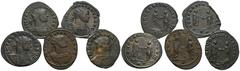 RÖMER, KAISERZEIT. Aurelianus 270-275, Lot mit Antoniniane. Verschiedene Rückseiten. Siehe Foto. (5) Sehr schön