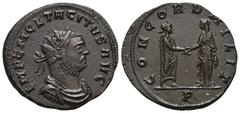 RÖMER, KAISERZEIT. Tacitus 275-276, Antoninian 275-276, Ticinum. Av.: IMP C M CL TACITVS AVG, drapierte und gepanzerte Büste mit Strahlenkrone nach rechts. Rv.: CONCORD MILIT // P, Tacitus reicht Conc