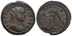 RÖMER, KAISERZEIT. Tacitus 275-276, Antoninian 276, Ticinum. Av.: IMP C M CL TACITVS AVG, drapierte und gepanzerte Büste mit Strahlenkrone nach rechts. Rv.: VICTO-RIA G-OTTHI // P, Victoria nach links