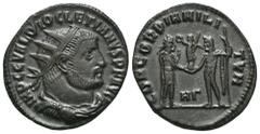 RÖMER, KAISERZEIT. Diocletianus 284-305, Antoninian 295-296, Heraclea. Av.: IMP C C VAL DIOCLETIANVS P F AVG, gepanzerte Büste mit Stahlenkrone nach rechts. Rv.: CONCORDIA MILI-TVM // HΓ, Diocletian s