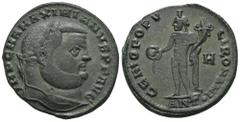 RÖMER, KAISERZEIT. Maximianus Herculius 286-310, Follis 304-305, Antiochia. Av.: IMP C M A MAXIMIANVS P F AVG, belorbeerter Kopf nach rechts. Rv.: GENIO POPV-LI ROMANI // H // ANT•, Genius mit Modius,