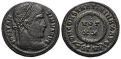RÖMER, KAISERZEIT. Constantinus I. 306-337, Follis 320, Thessaloniki. Av.: CONSTAN-TINVS AVG, belorbeerter Kopf nach rechts. Rv.: DN CONSTANTINI MAX AVG // TSΓVI, im Lorbeerkranz VOT // • // XX. 2,61 