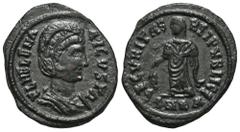 RÖMER, KAISERZEIT. Helena 325-329, Follis 325-326, Cyzikus. Av.: FL HELENA AVGVSTA, drapierte Büste mit Diadem nach rechts. Rv.: SECVRITAS REI PVBLICAE // SMKA, verschleierte Securitas mit gerafftem G