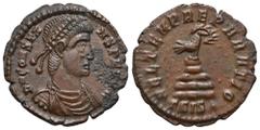 RÖMER, KAISERZEIT. Constans I. 337-350, Follis 348-350, Siscia. Av.: DN CONSTA-NS P F AVG, drapierte Panzerbüste mit Perlendiadem nach rechts. Rv.: FEL TEMP REPARATIO // ΓSIS und Symbol, Phönix mit St