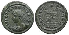 RÖMER, KAISERZEIT. Constantius II. als Caesar 324-337, Follis 325-326, Nikomedia. Av.: FL IVL CONSTANTIVS NOB C, belorbeerte und gepanzerte Büste mit Paludamentum nach links. Rv.: PROVIDEN-TIAE CAESS 