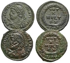 RÖMER, KAISERZEIT. Iulianus II. 360-363, Folles 361-363, Sirmium. Av.: D N FL CL IVLIA-NVS P F AVG, drapierte und gepanzerte Büste mit Helm und Perlendiadem sowie Lanze und Schild nach links. Rv.: VOT