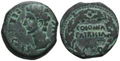 RÖMER, PROVINZIALPRÄGUNGEN, HISPANIA BAETICA. Patricia, Augustus 27 v. Chr.-14 n. Chr., As. Av.: PERM CAES - AVG, Kopf nach links. Rv.: COLONIA PATRICIA, in Eichenkranz. 10,33 g. RPC I: 129; FAB: 1989