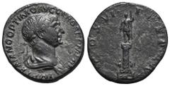RÖMER, KAISERZEIT Traianus 98-117, Denar 114, Rom. Av.: IMP TRAIANO OPTIMO AVG GER DAC P M TR P, belorbeerte und drapierte Büste nach rechts. Rv.: COS VI - P P SPQR, Traianssäule. 2,98 g. Woytek: 493v