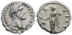 RÖMER, KAISERZEIT Antoninus Pius 138-161, Denar 152-153, Rom. Av.: ANTONINVS AVG PIVS P P TR P XVI, belorbeerter Kopf nach rechts. Rv.: COS IIII, Vesta mit Simpulum und Palladium nach links. 3,41 g. R