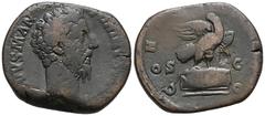 RÖMER, KAISERZEIT Marcus Aurelius 161-180, Konsekrationsprägungen, Sesterz 180, Rom. Av.: DIVVS M ANT-ONINVS PIVS, belorbeerter Kopf nach rechts. Rv.: CONSECRATIO / S-C, Adler auf mit Girlanden geschm