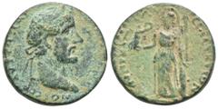 RÖMER, PROVINZIALPRÄGUNGEN, CILICIA Mopsus, Antoninus Pius 138-161, Æ 140-141. Av.: Belorbeerte Büste nach rechts. Rv.: Athena mit Nike, Kranz und Lanze nach links stehend, zu ihren Füßen Schild. 9,59