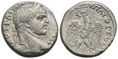 RÖMER, PROVINZIALPRÄGUNGEN, SYRIA, Phoenicia Tyre, Caracalla 198/211-217, Tetradrachme 213-215. Av.: AVT K M A ANTΩNEINOC CEB, belorbeerter Kopf nach rechts. Rv.: ΔHMAPX EΞ VΠATOC TO Δ, Adler mit geöf